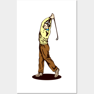 Vintage Golfer Playing Golf Posters and Art